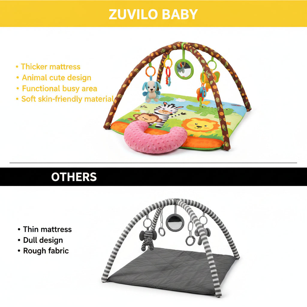 Baby Play Mat Gym with Toys – Thick Soft Activity Mat 0–6M