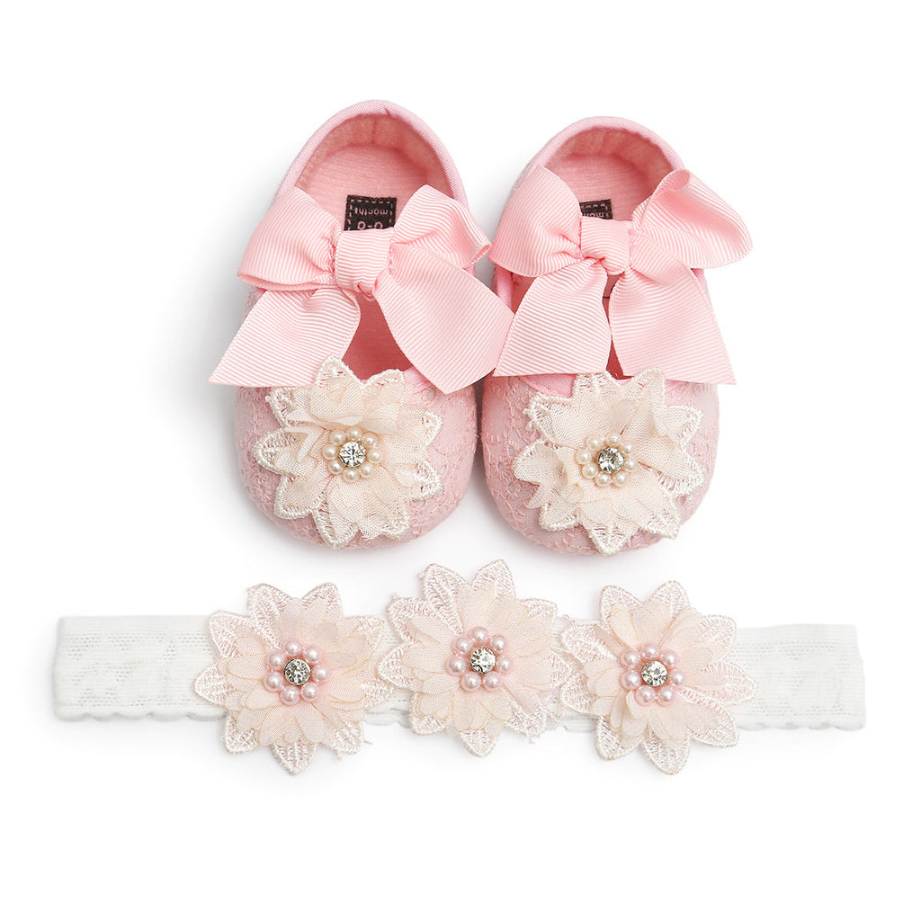 Floral Lace Baby Shoes Soft Sole First Walker Princess Shoes