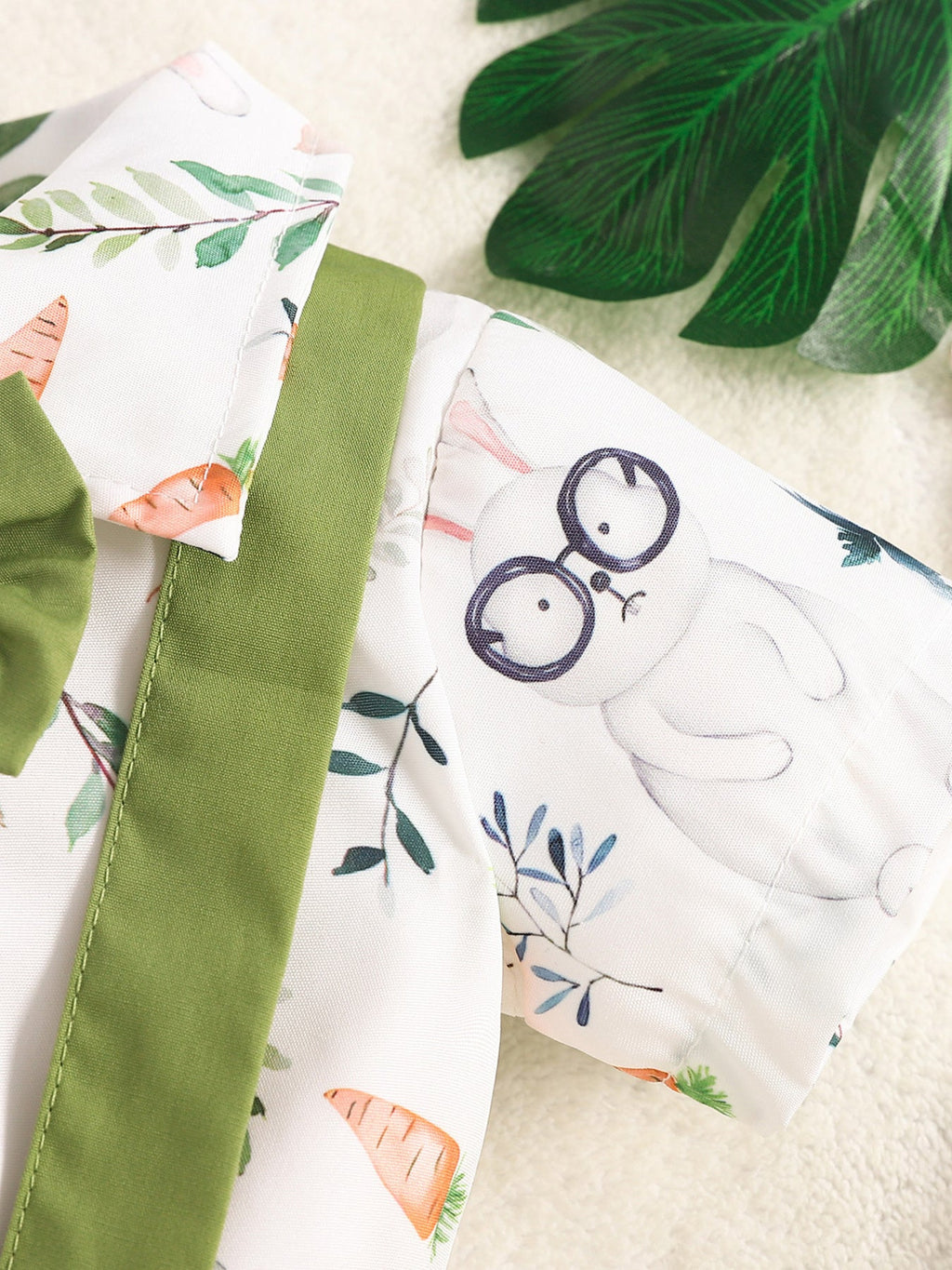 Kids Bunny Print Suspender Shorts Set