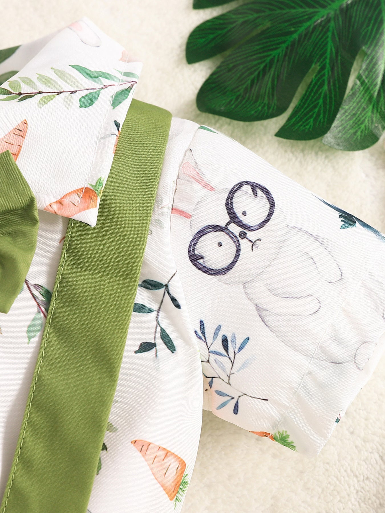 Kids Bunny Print Suspender Shorts Set