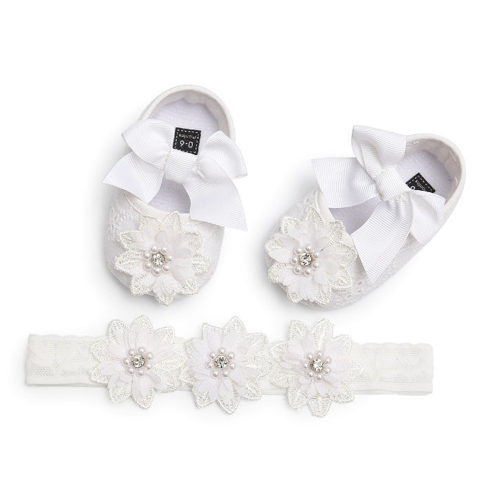 Floral Lace Baby Shoes Soft Sole First Walker Princess Shoes