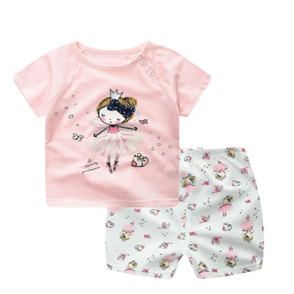 Kids Cartoon T-Shirt & Shorts Set