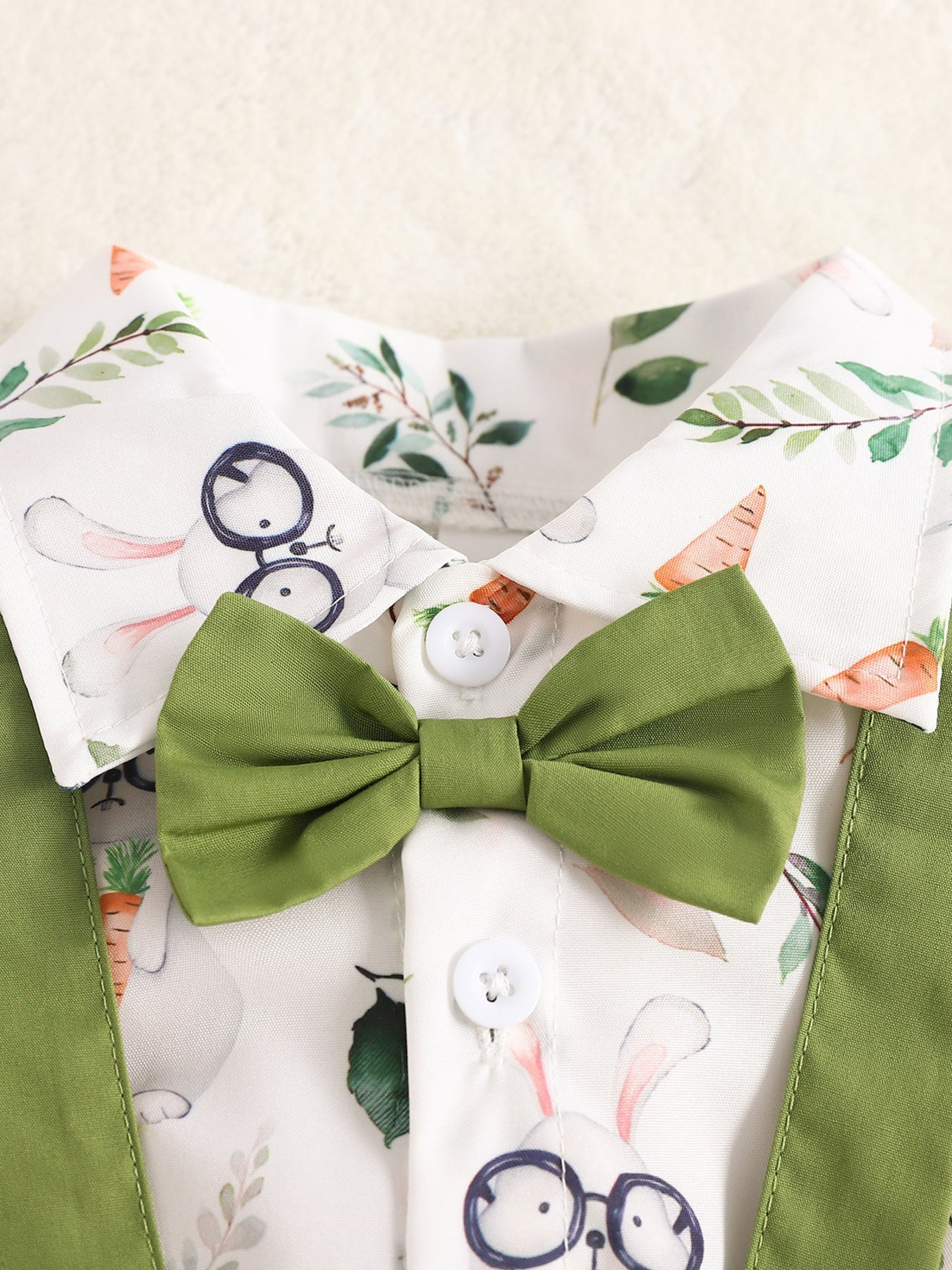 Kids Bunny Print Suspender Shorts Set